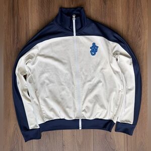 JW ANDERSON Track Jacket Mens L Cream Colorblock Zip Up Anchor Logo $435